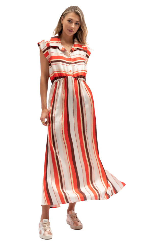 OTH-713 We Are The Others The Stripe Shirt Dress Orange Multi