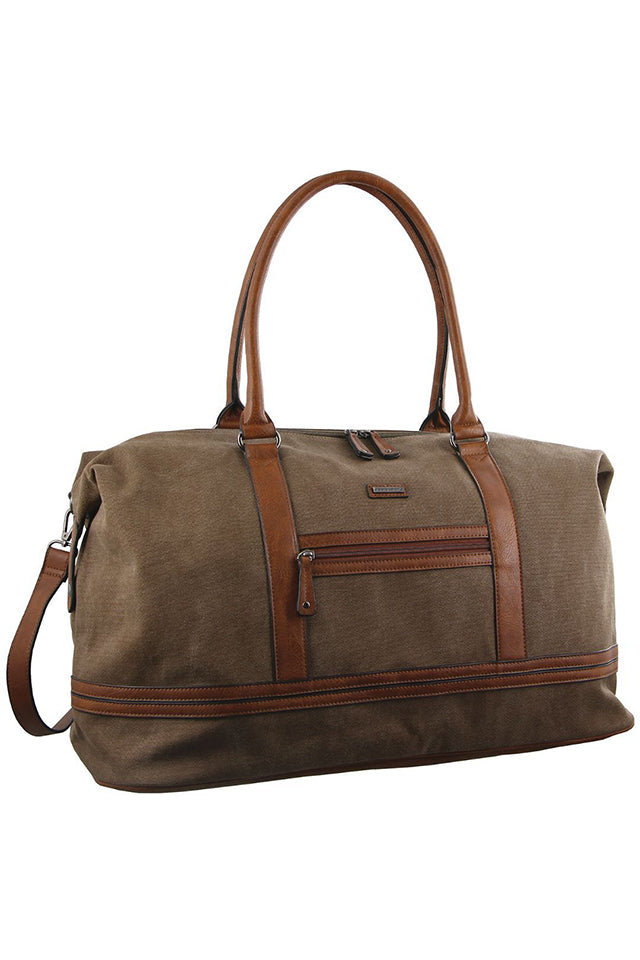 Pierre Cardin Canvas Overnight Bag Brown