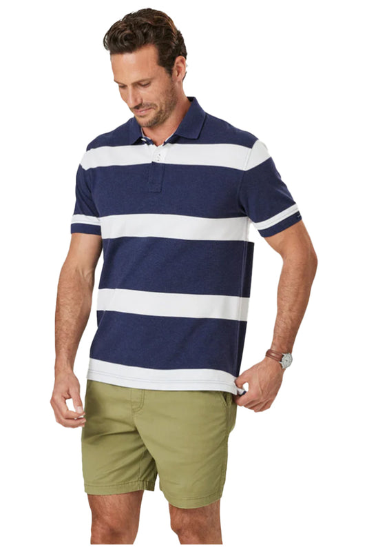 POLS22015 Gazman Bold Stripe Polo Navy 