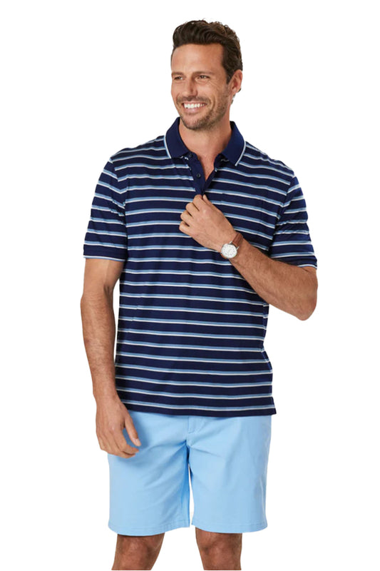 POLS22085 Gazman Smart Tri-Stripe Polo Steel 