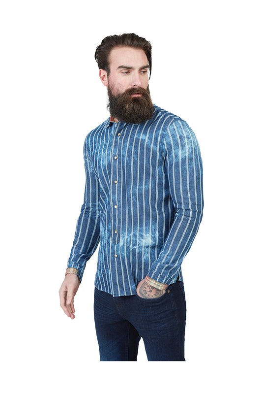 Pearly King Shutter Striped Shirt Indigo