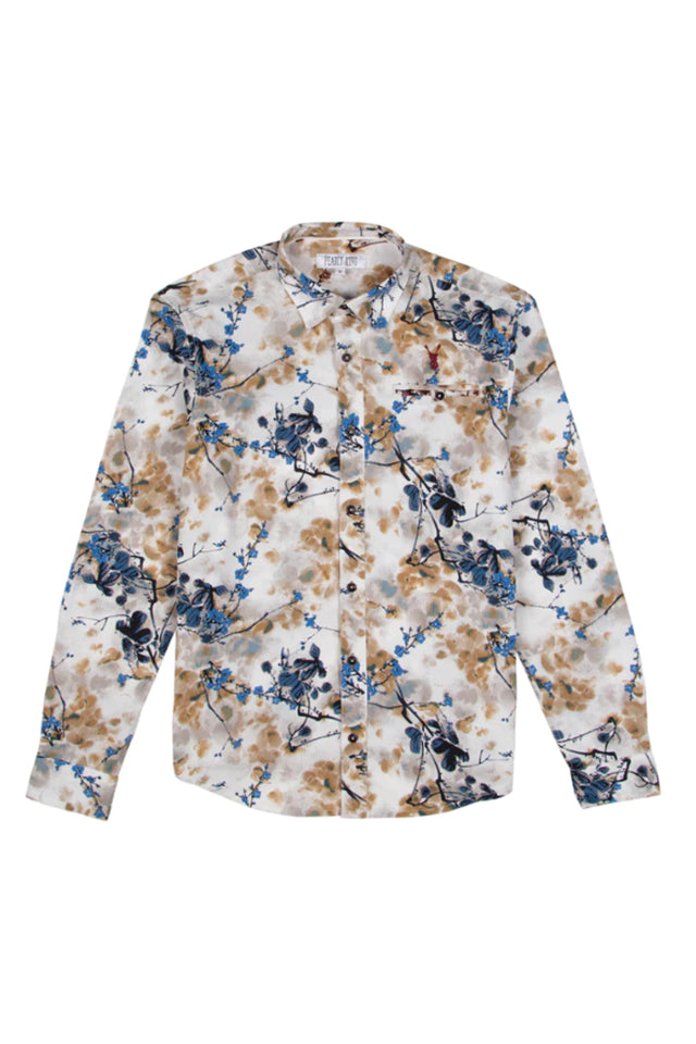 Pearly King Long Sleeve Bloom Shirt Blue