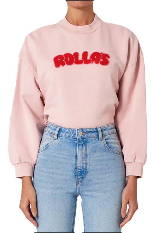 R31W00 Rollas Rubble Logo Slouch Sweater Peony 