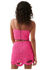RE1878 Aje Evelyn Sequin Top Rouge Pink