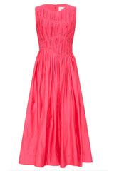 RE5647 Aje Nya Gathered Midi Dress Rouge Pink