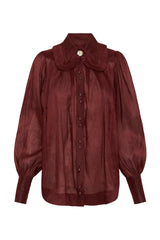 1803 Aje Idealist Pleated Collar Shirt Chestnut Red