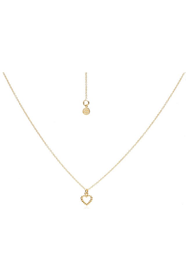 _SFN043S Silk & Steel Mini Cutout Heart Necklace Gold