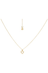 _SFN043S Silk & Steel Mini Cutout Heart Necklace Gold