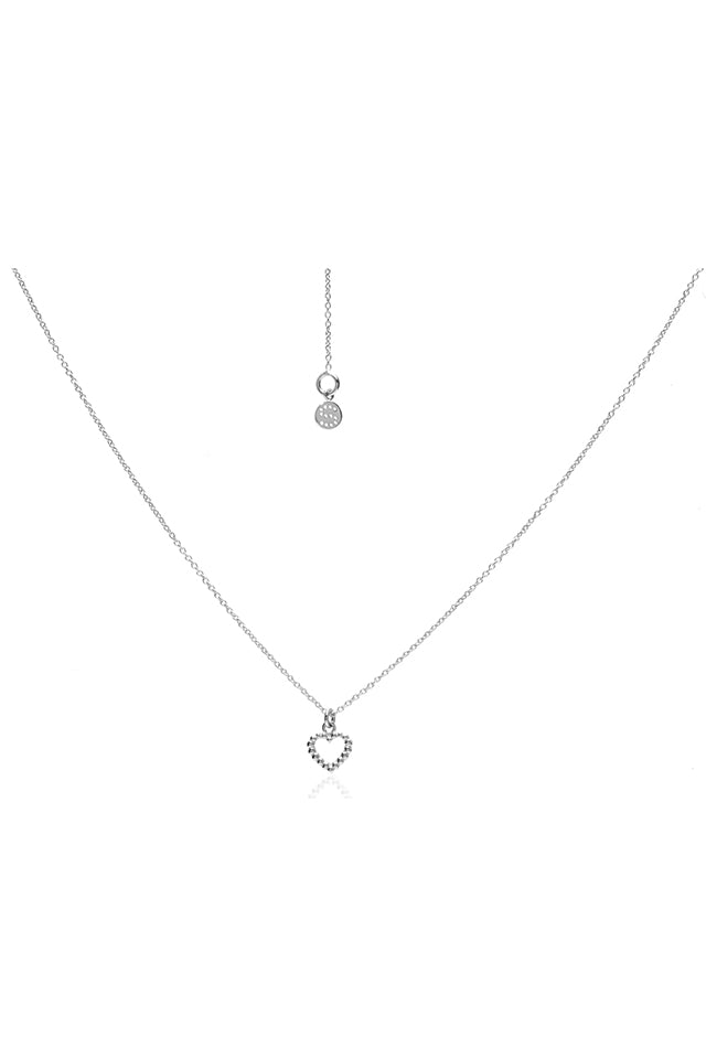 SFN043S Silk & Steel Mini Cutout Heart Necklace Silver