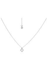 SFN043S Silk & Steel Mini Cutout Heart Necklace Silver