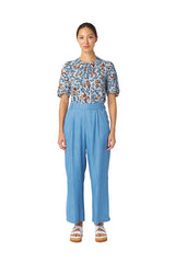 Sylvester 222S202Y Chambray Wide Leg Trousers Skywash 
