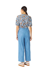 Sylvester 222S202Y Chambray Wide Leg Trousers Skywash 