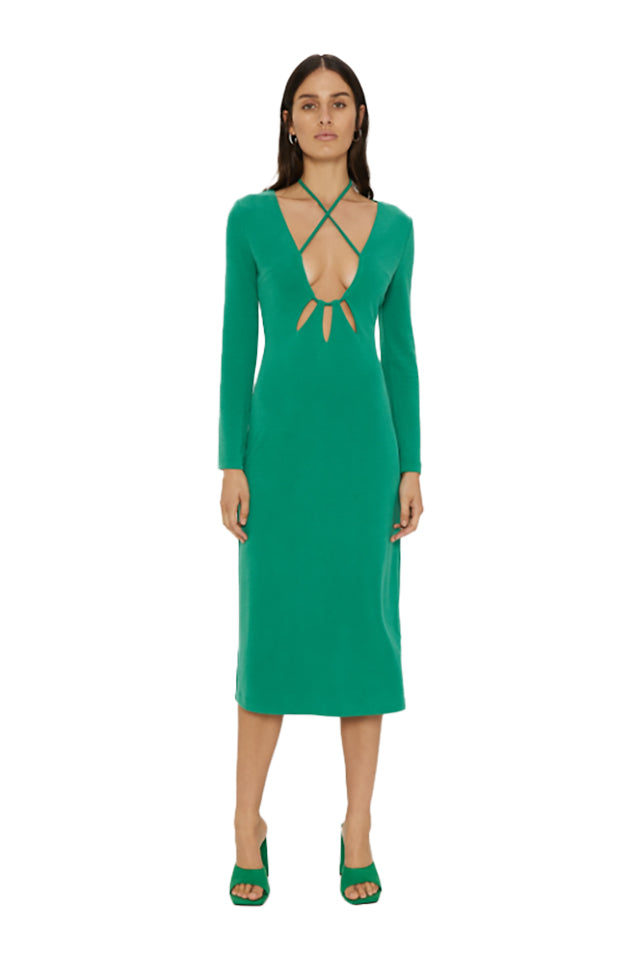 Third Form Rip Tide LS Midi Dress Emerald