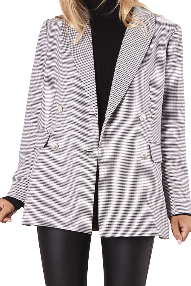 W22J102LE Leonie Oversized Blazer Black White Check