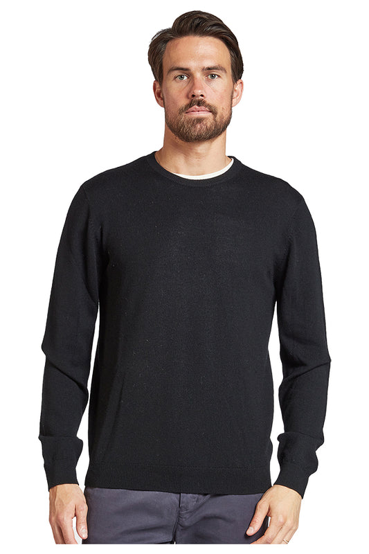 W440 The Academy Brand Merino Crew Neck Jersey Black