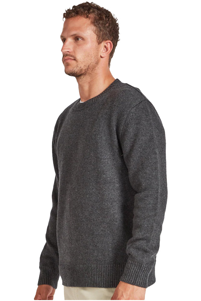 W471 The Academy Brand Malibu Crew Sweater Charcoal