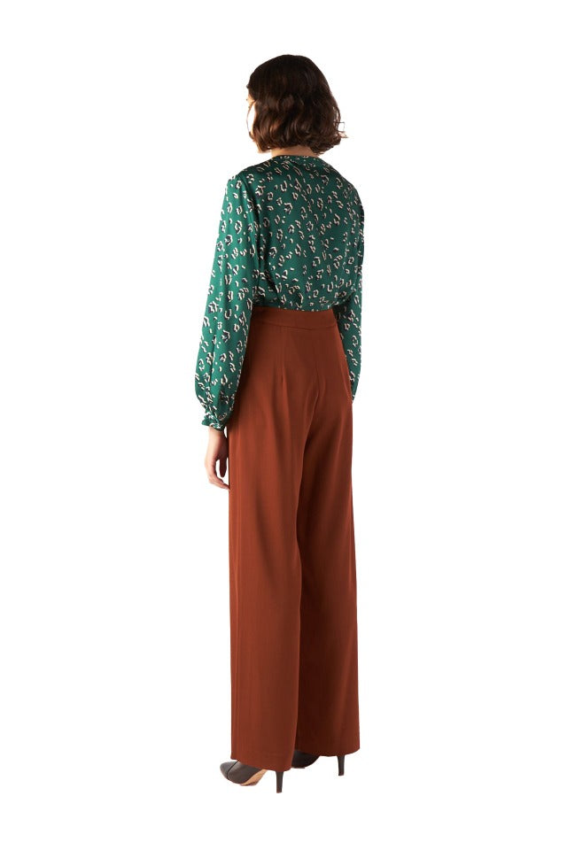 Sylvester Leopard Blouse Emerald Green Long Sleeve 