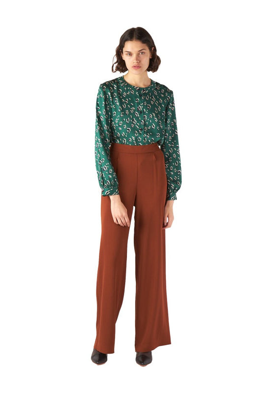 Sylvester Leopard Blouse Emerald Green Long Sleeve 