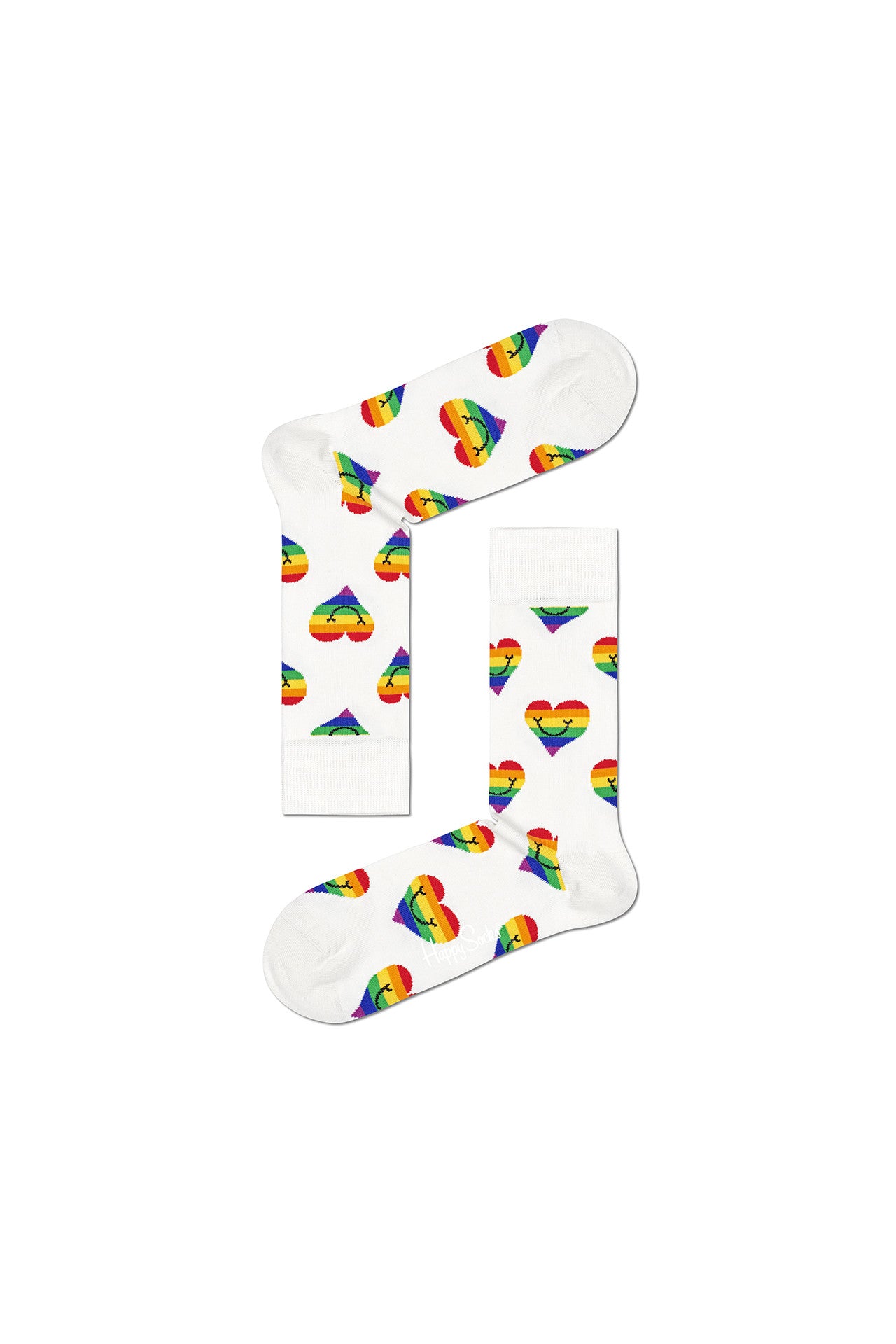 Happy Socks Pride Heart Socks White Rainbow Mulitcolour